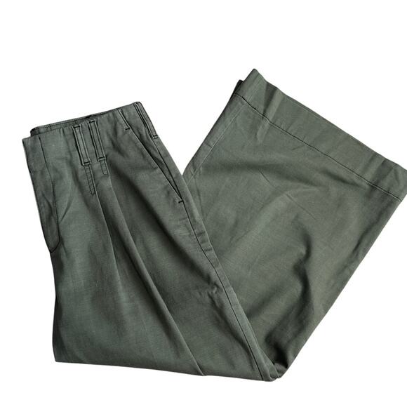 Chico’s Sample Pleated Twill Wide Leg Ankle Trousers Olive Size 8 - Picture 6 of 10